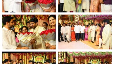 ఎమ్మెల్యే పంతం నానాజీ కుమారుడి వివాహ వేడుకకు బాలకృష్ణ గారితో కలిసి హాజరైన మంత్రి లోకేష్