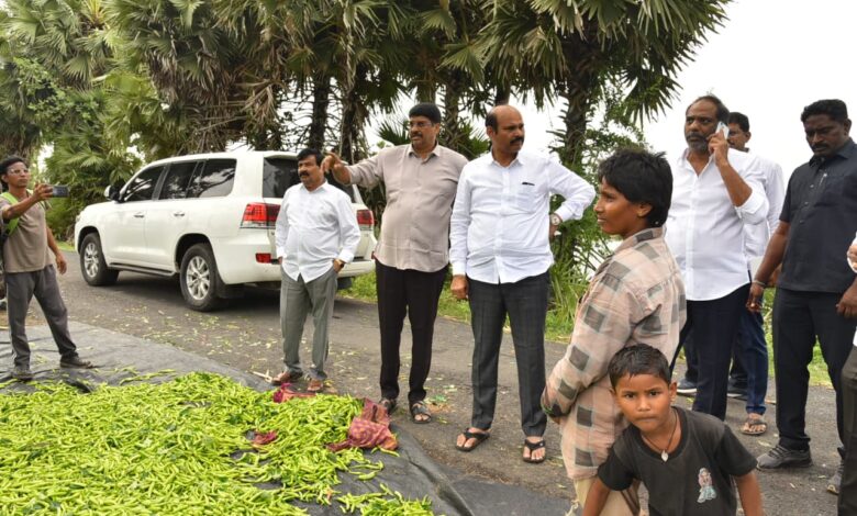 Montha thupaan మొంథా తుఫాన్ ప్రభావిత ప్రాతాలలో పర్యటిచినమంత్రి కొలుసు పార్థసారధి Montha thupaan