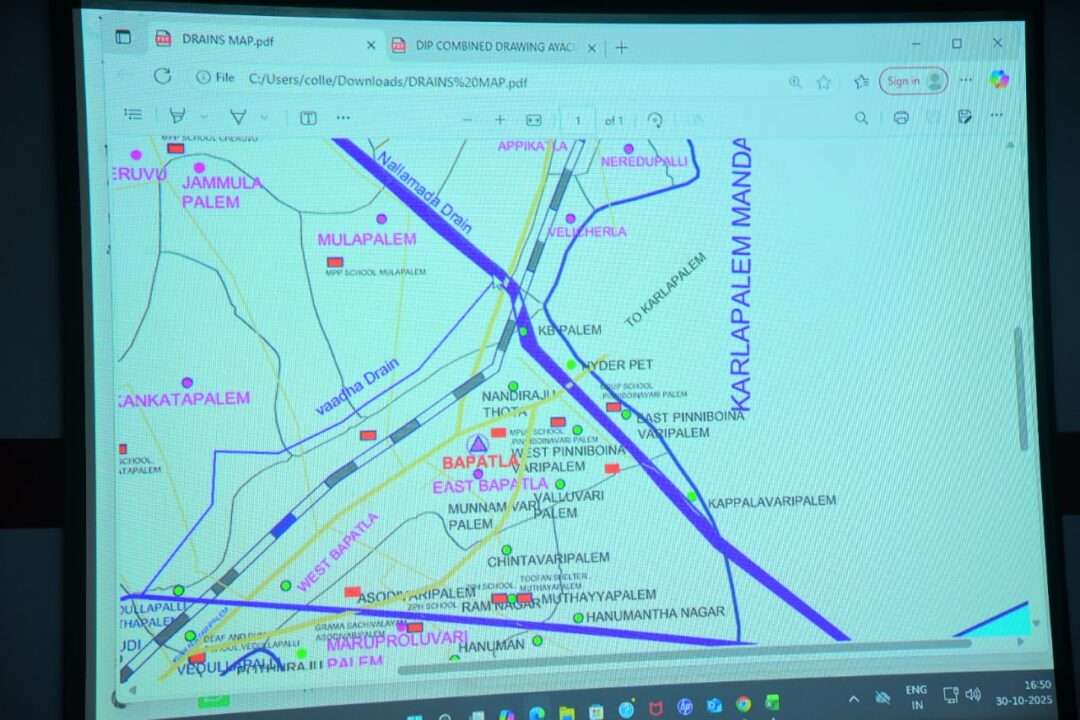 Bapatla Local news:నల్లమడ వాగు ప్రవాహంపై కలెక్టర్ వినోద్ కుమార్ సమీక్ష